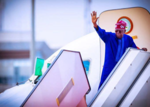 President Bola Ahmed Tinubu at the Abuja airport before departing for a state visit to Türkiye.